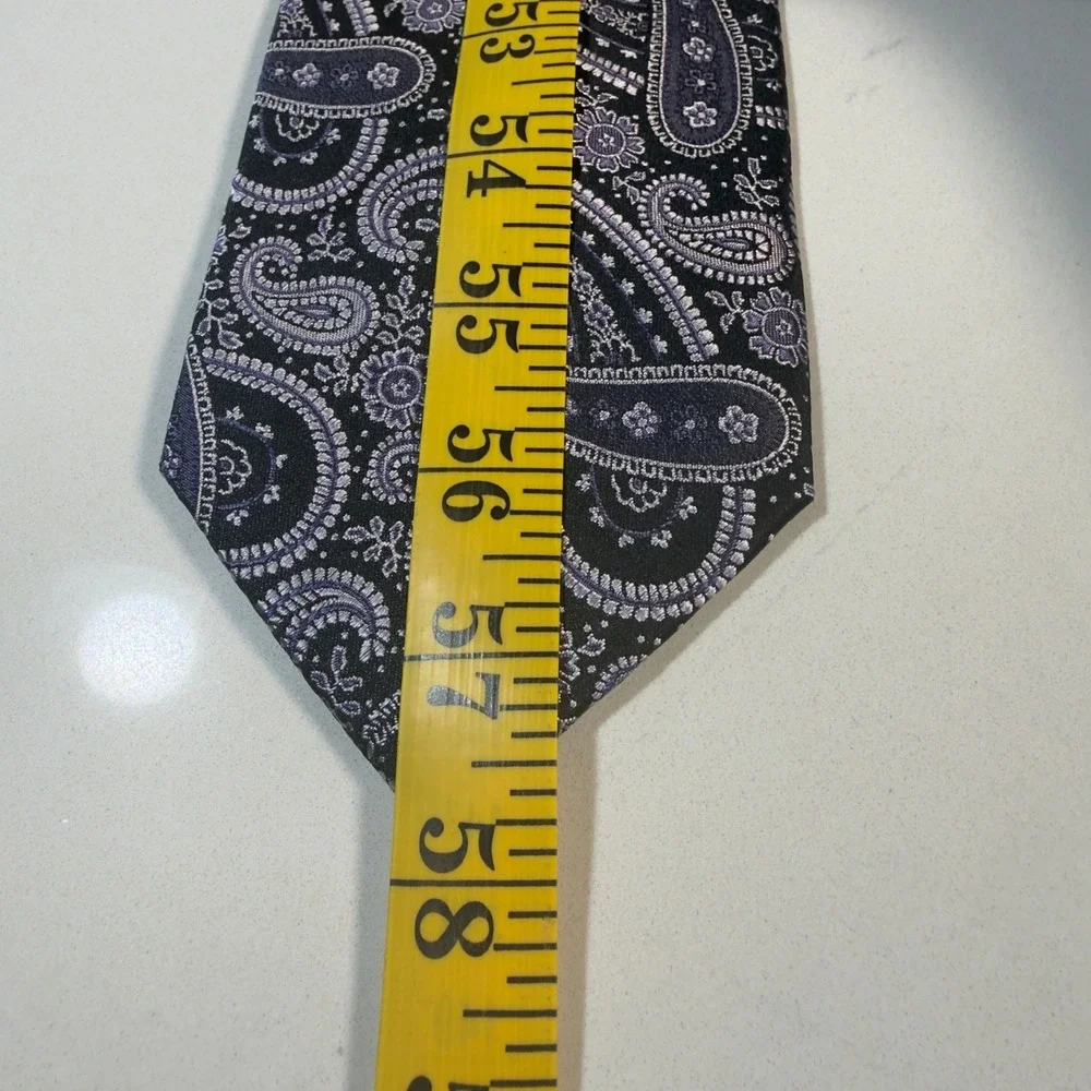 Pronto Uomo Tie Mens OS Purple Black Excellent Silk Paisley Woven Jacquard New